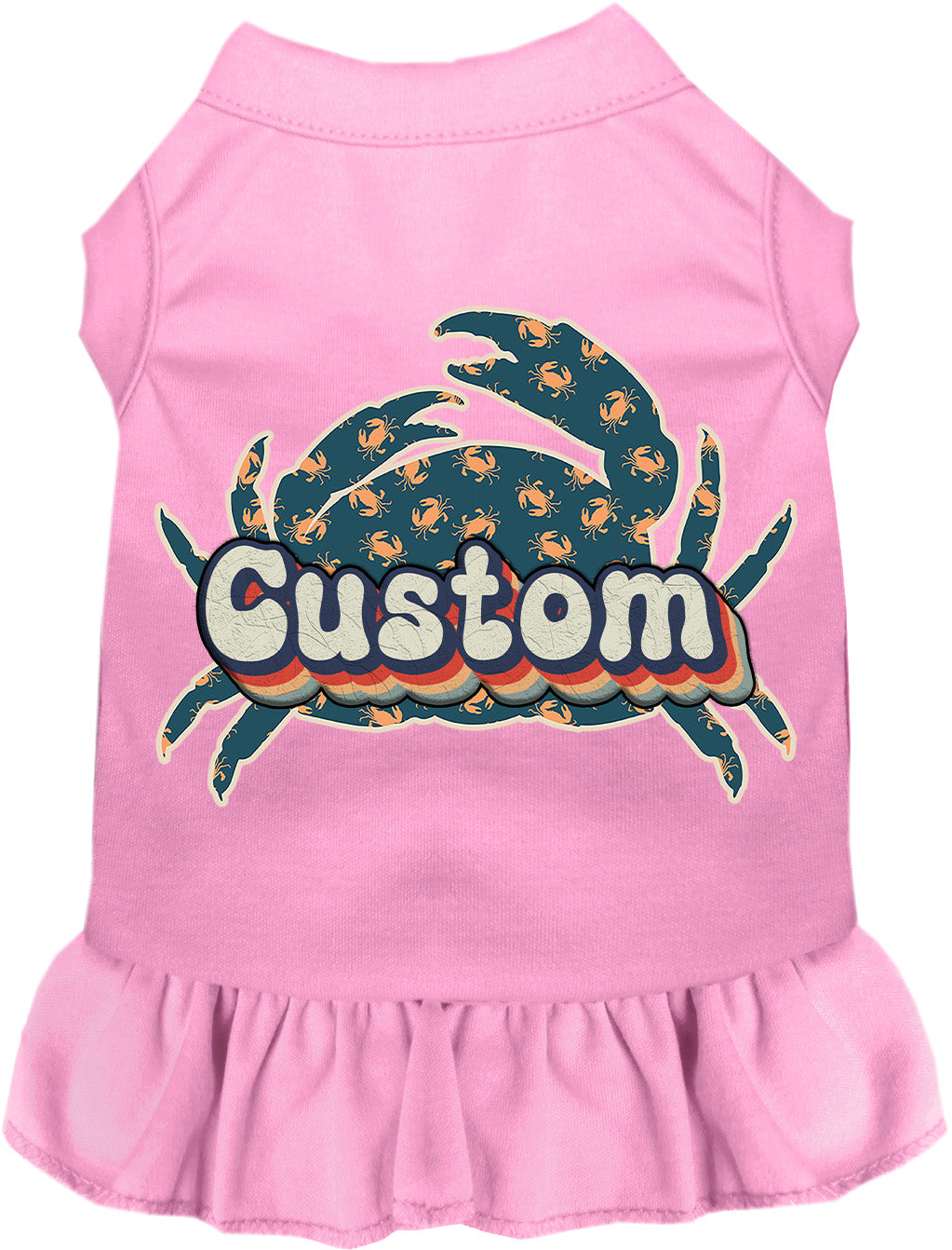 Custom Retro Crabs Pet Dress Light Pink