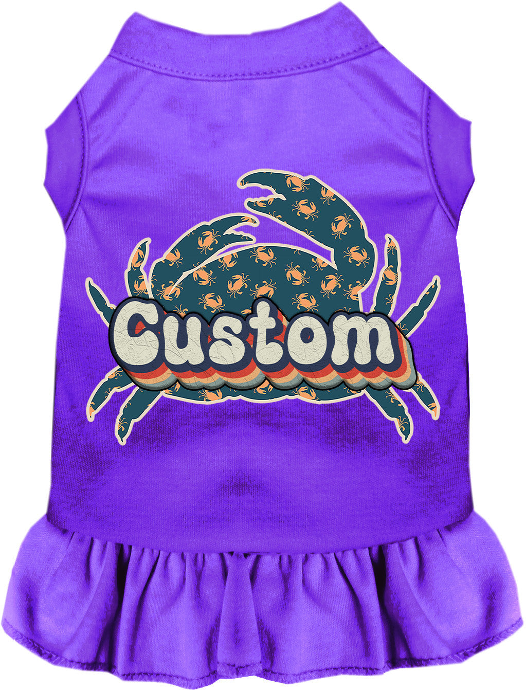 Custom Retro Crabs Pet Dress Purple