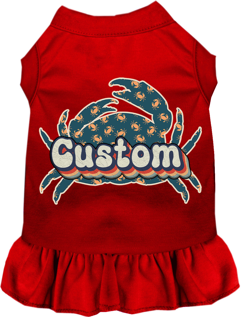 Custom Retro Crabs Pet Dress Red