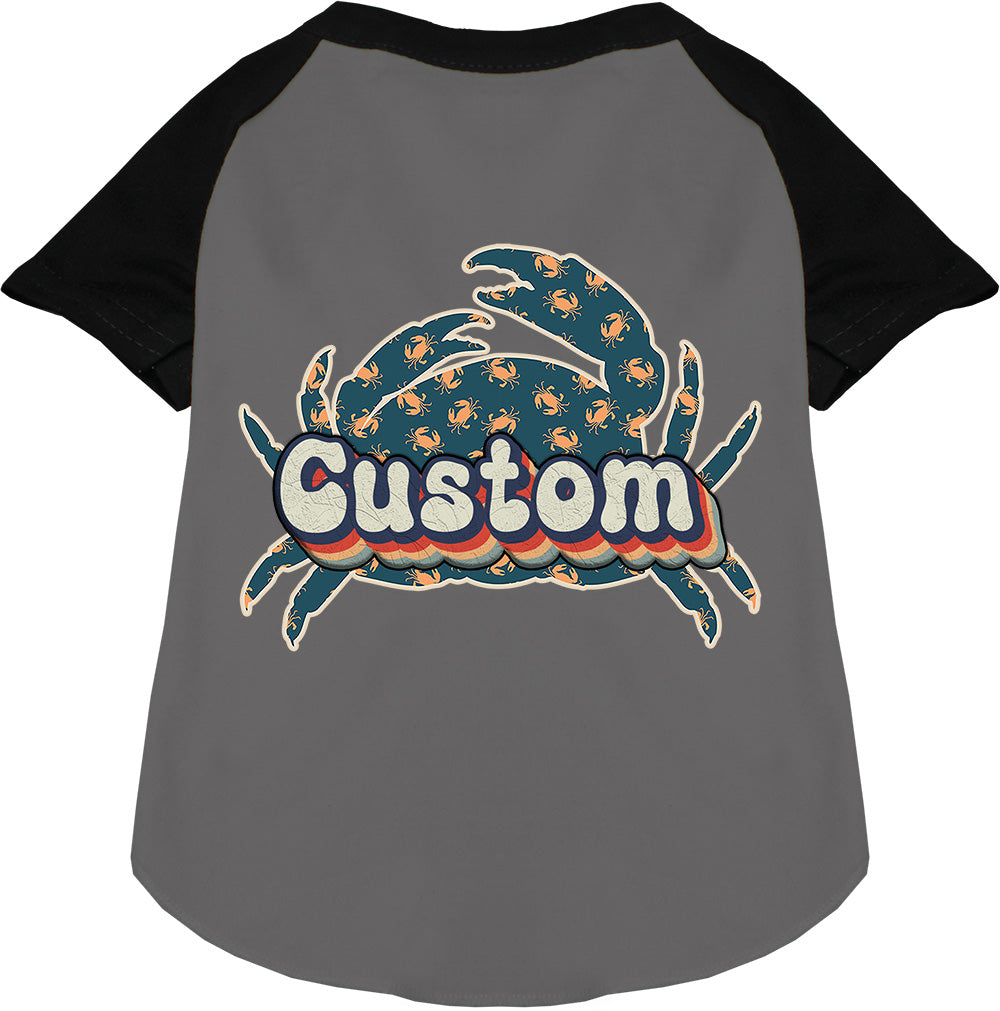 Custom Retro Crabs Pet Raglan Shirts Grey with Black