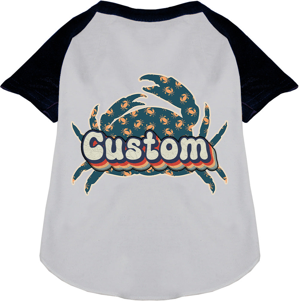 Custom Retro Crabs Pet Raglan Shirts White with Black