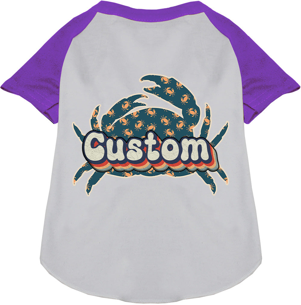 Custom Retro Crabs Pet Raglan Shirts White with Purple
