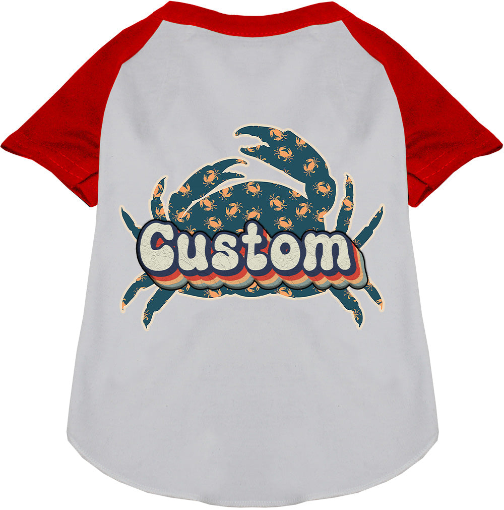 Custom Retro Crabs Pet Raglan Shirts White with Red