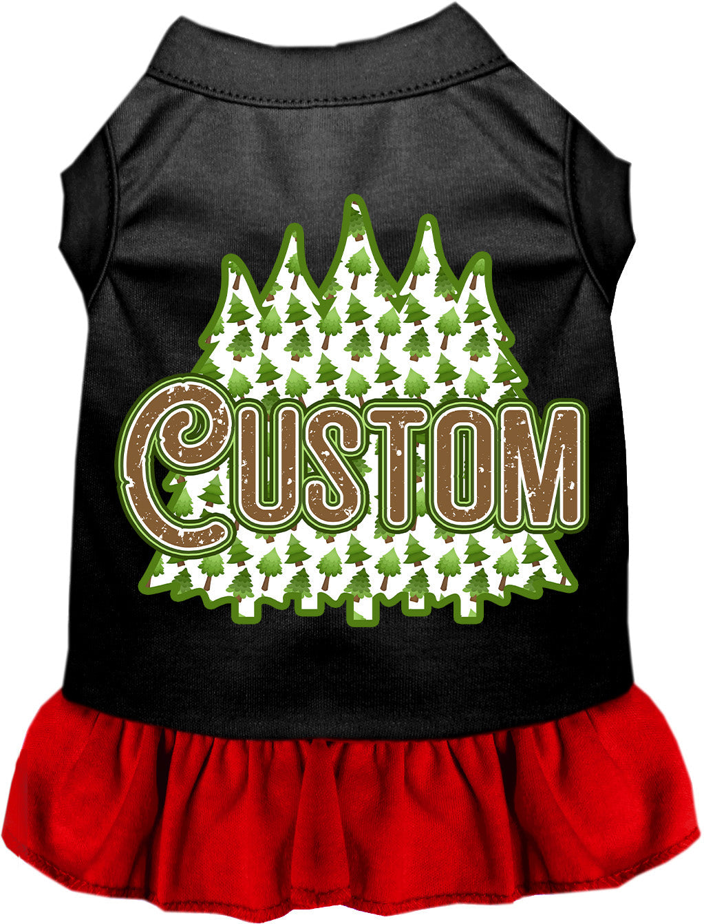 Custom Woodland Trees Pet Dress Black with Red