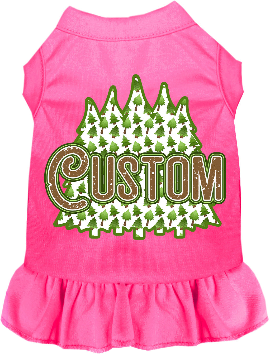 Custom Woodland Trees Pet Dress Bright Pink