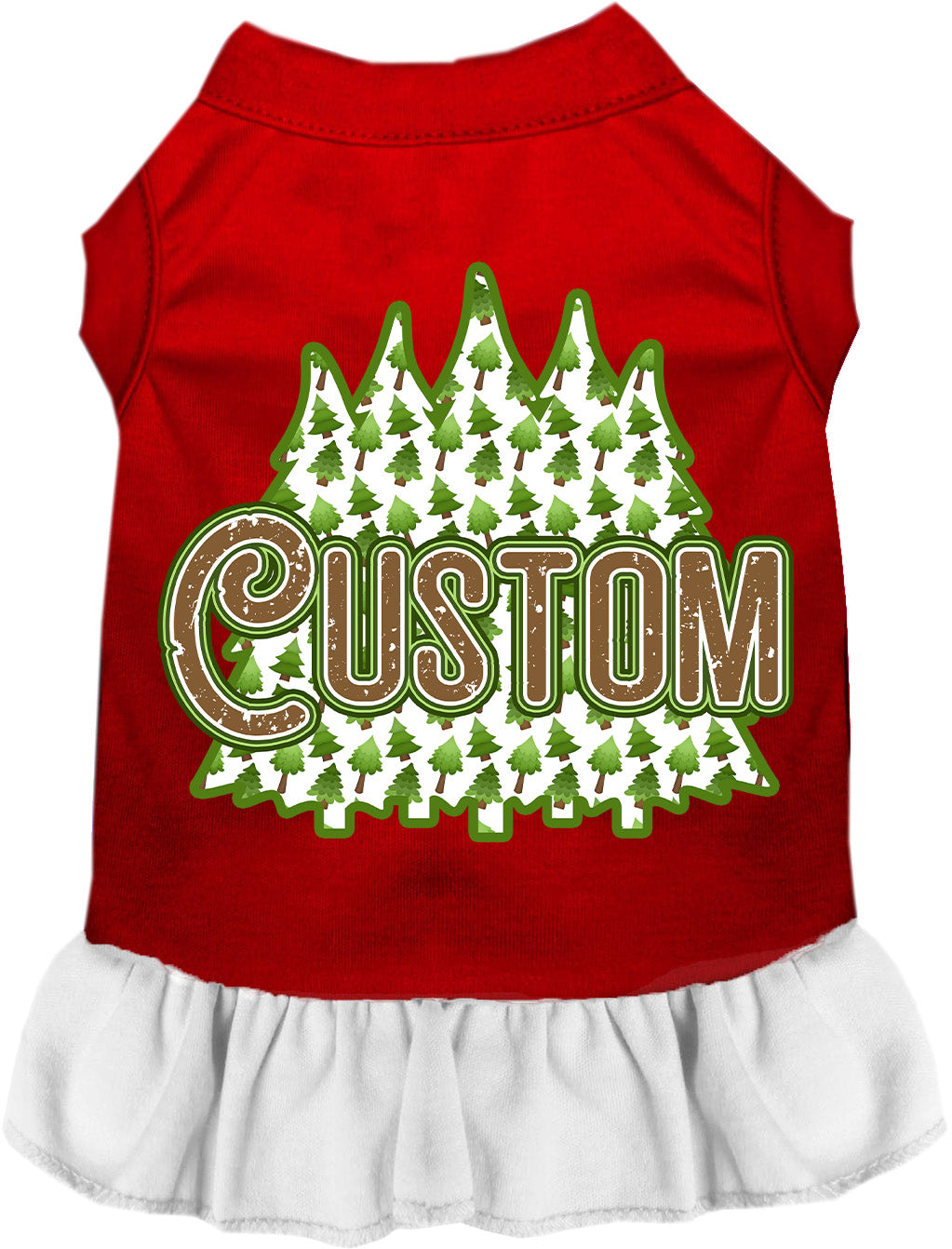 Custom Woodland Trees Pet Dress Red with White