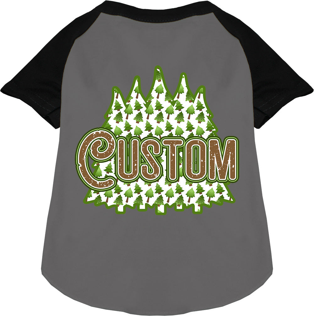 Custom Woodland Trees Pet Raglan Shirts Grey with Black