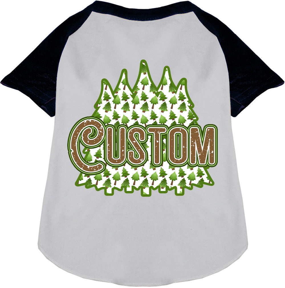 Custom Woodland Trees Pet Raglan Shirts White with Black