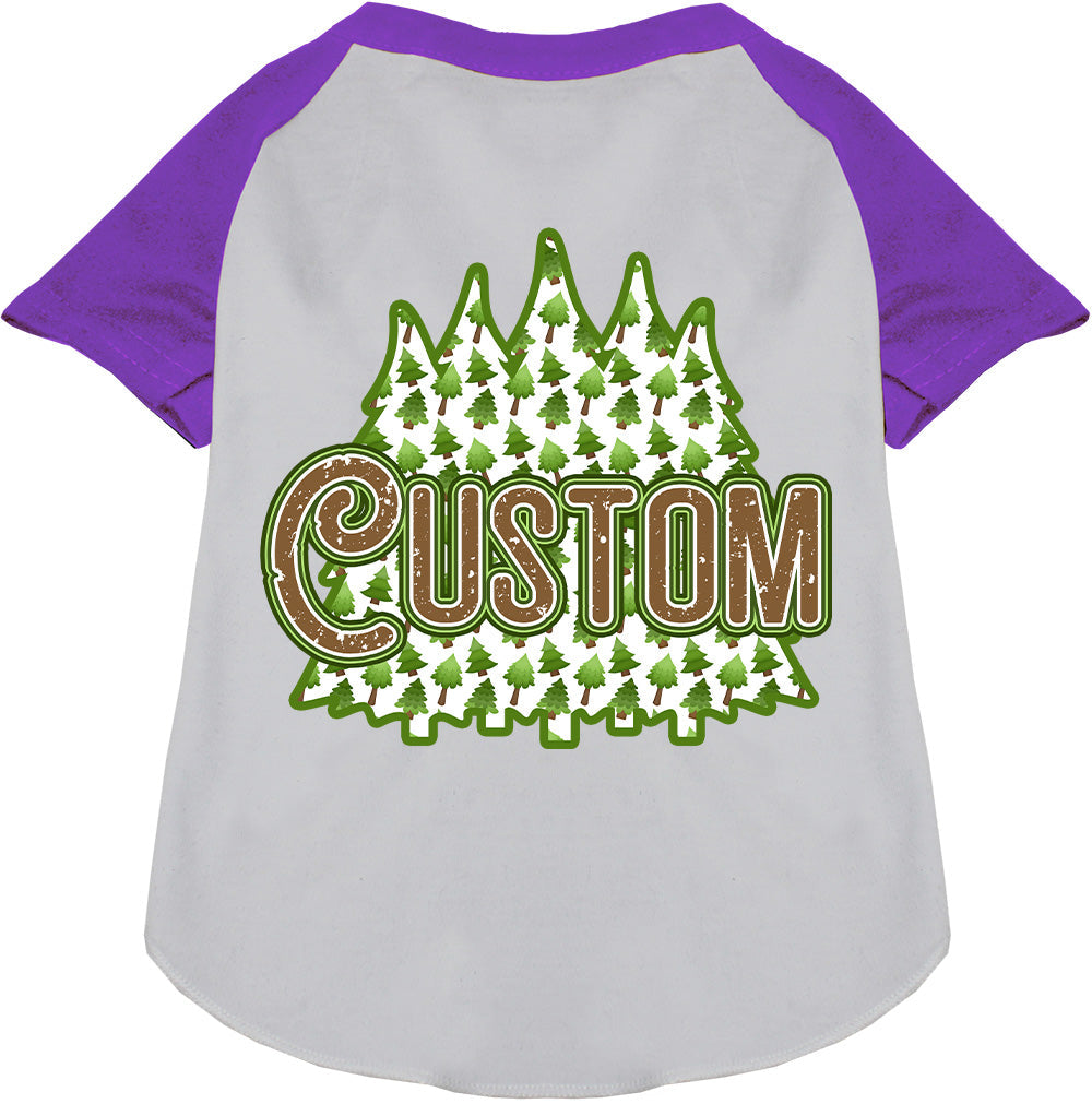 Custom Woodland Trees Pet Raglan Shirts White with Purple