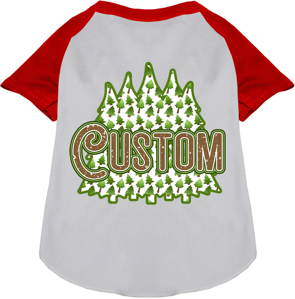 Custom Woodland Trees Pet Raglan Shirts White with Red
