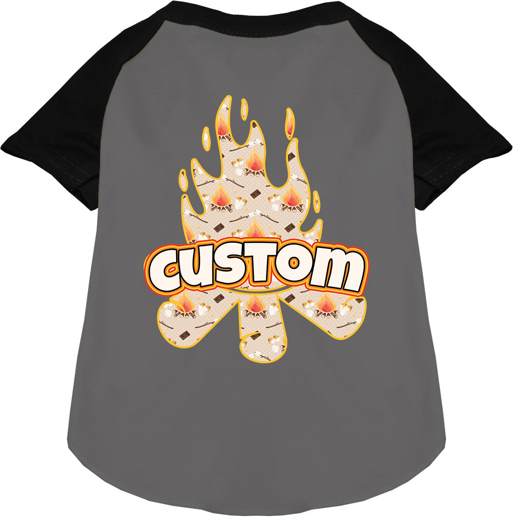 Custom Around the Campfire Pet Raglan Shirts Grey with Black
