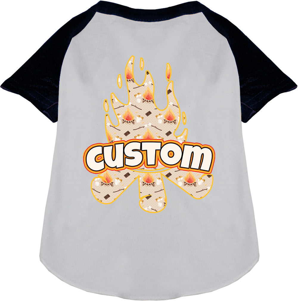 Custom Around the Campfire Pet Raglan Shirts White with Black
