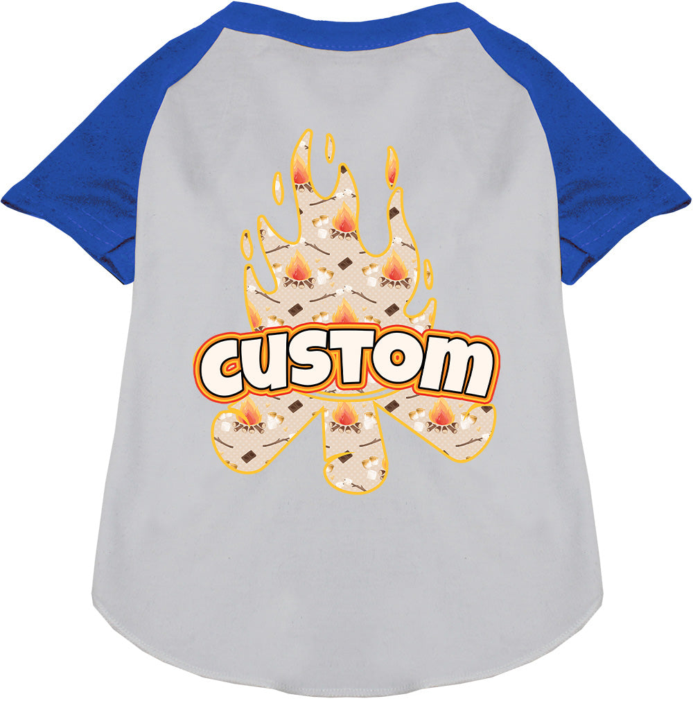 Custom Around the Campfire Pet Raglan Shirts White with Blue