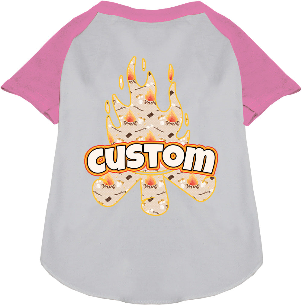Custom Around the Campfire Pet Raglan Shirts White with Light Pink