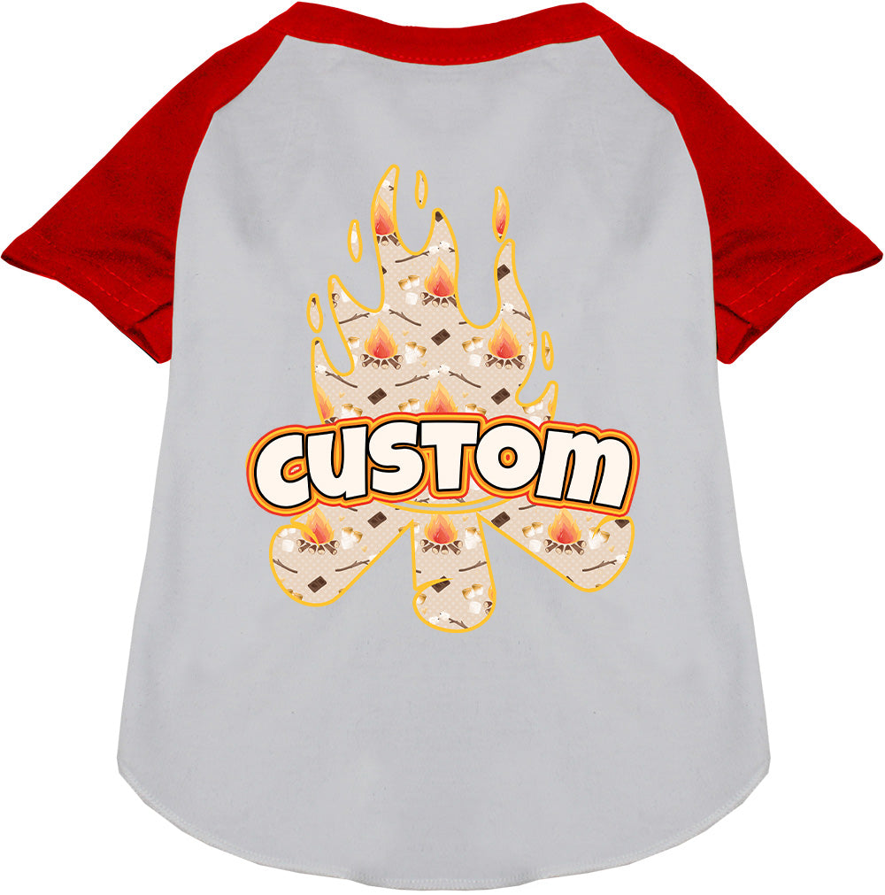 Custom Around the Campfire Pet Raglan Shirts White with Red