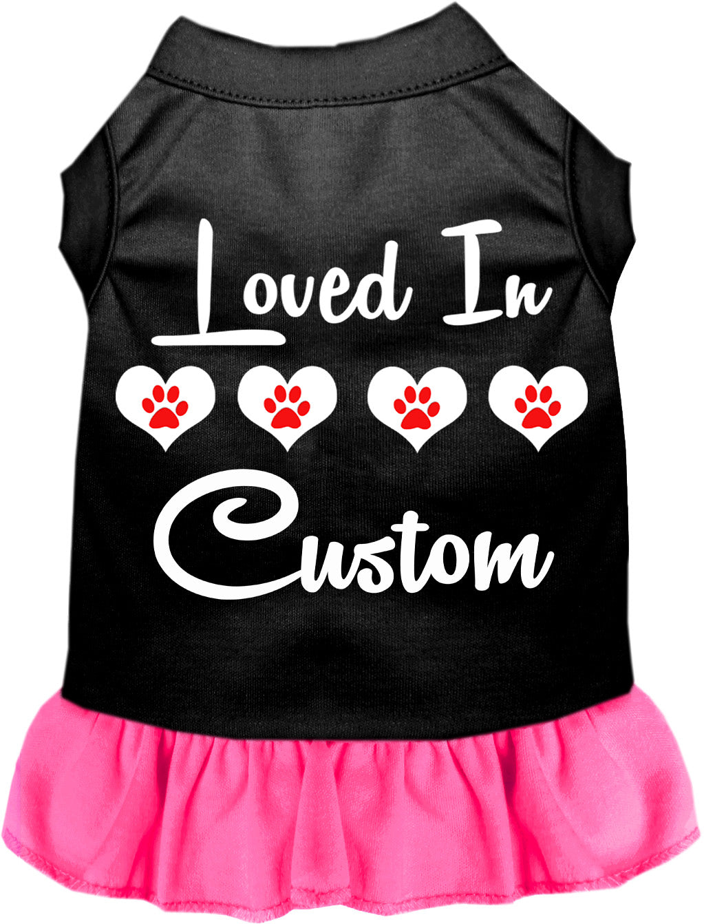 Custom Loved In Pet Dress Black with Bright Pink