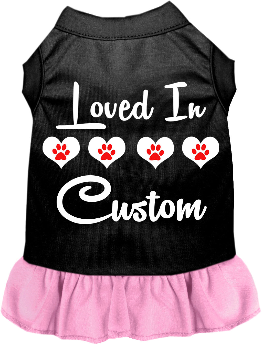 Custom Loved In Pet Dress Black with Light Pink