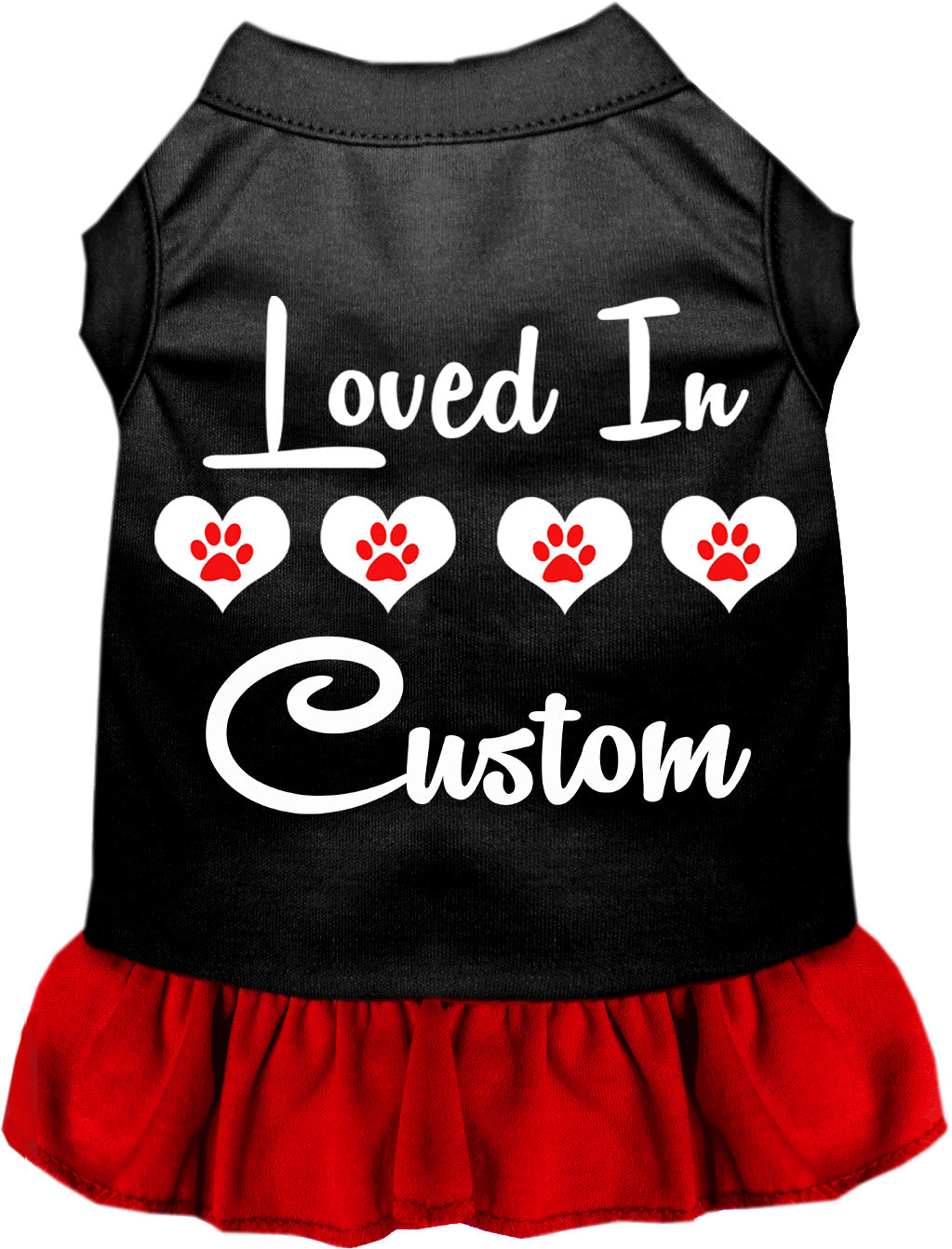 Custom Loved In Pet Dress Black with Red