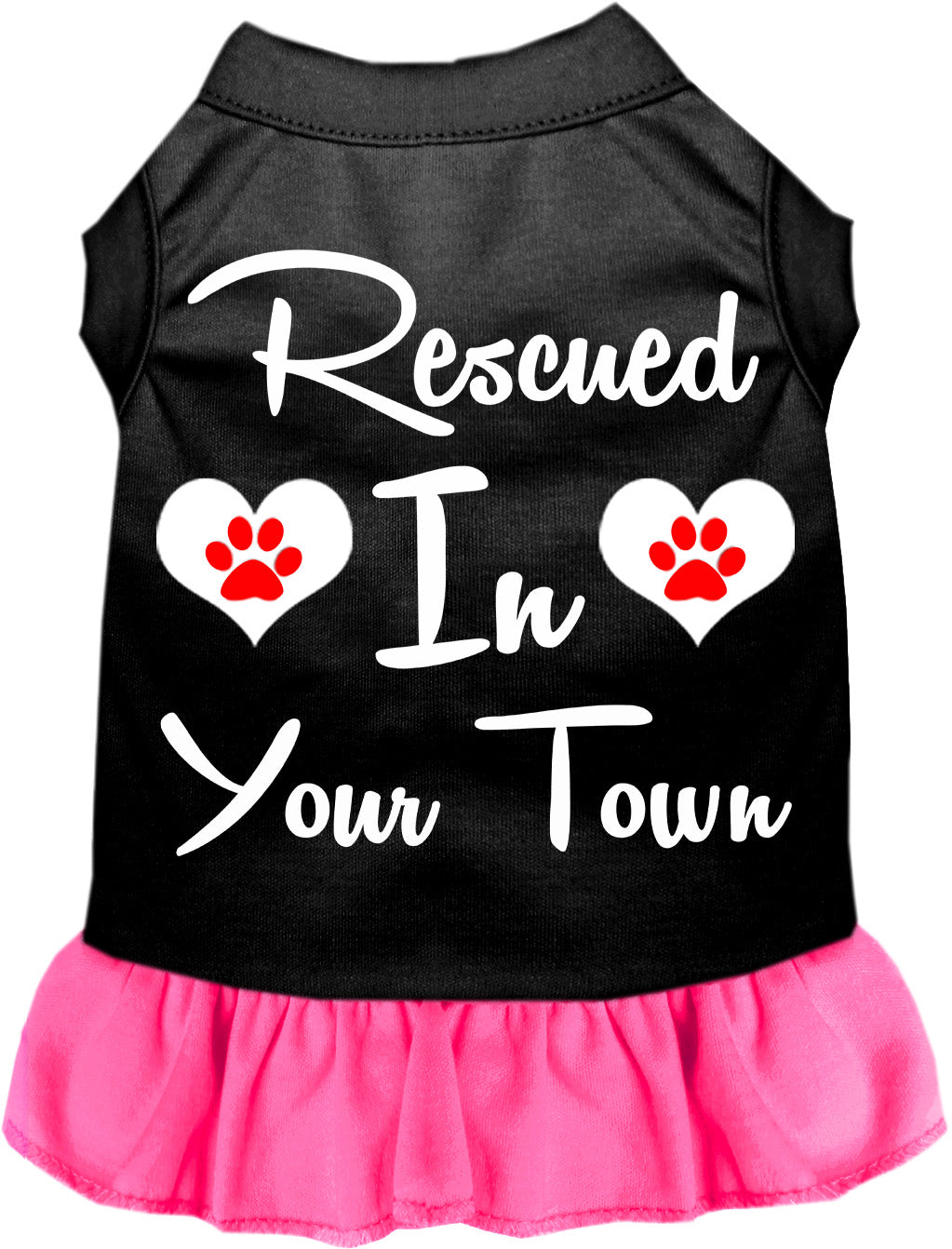 Custom Rescued In Pet Dress Black with Bright Pink
