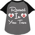 Custom Rescued In Pet Raglan Shirts Grey with Black