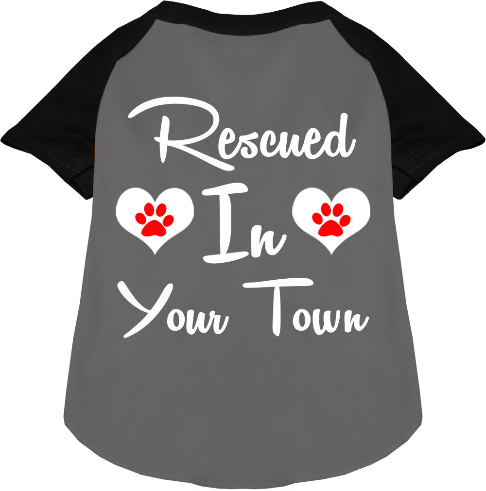 Custom Rescued In Pet Raglan Shirts Grey with Black