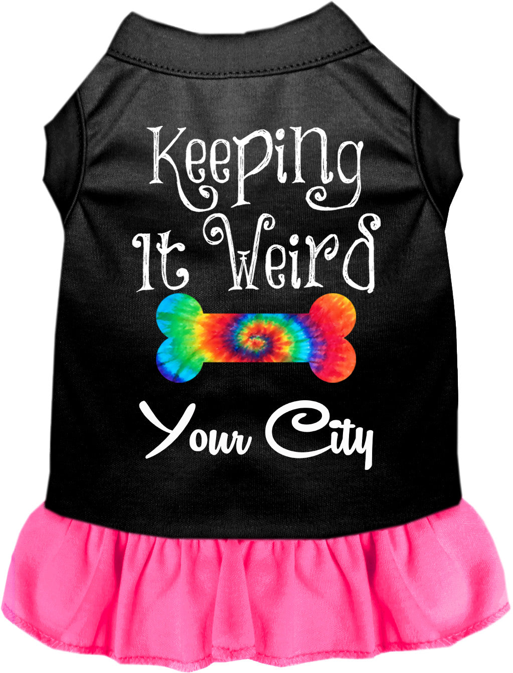 Custom Stay Weird in Pet Dress Black with Bright Pink