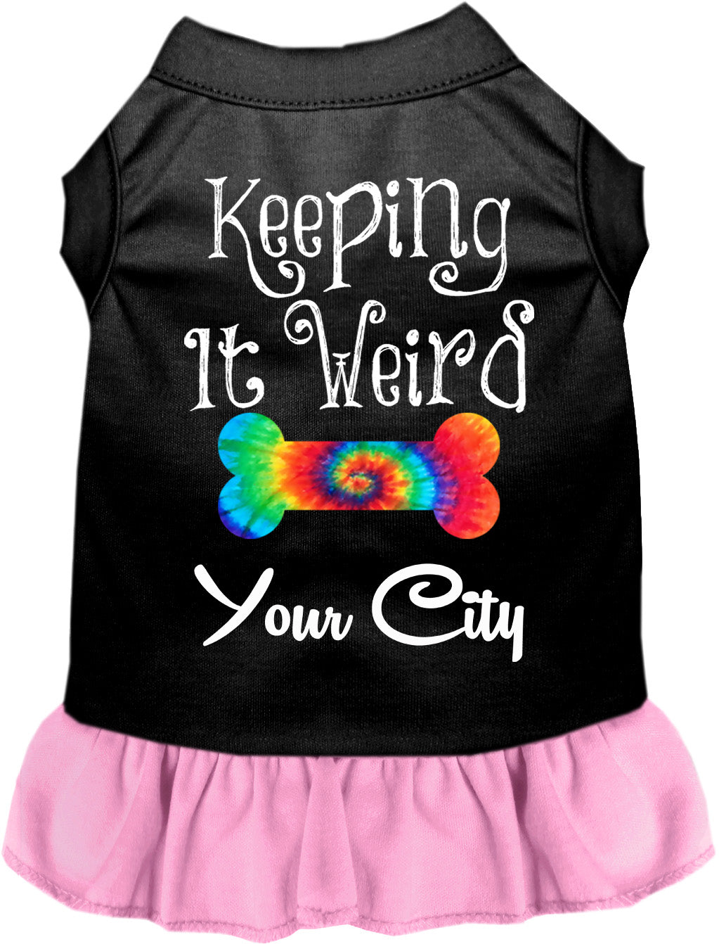 Custom Stay Weird in Pet Dress Black with Light Pink