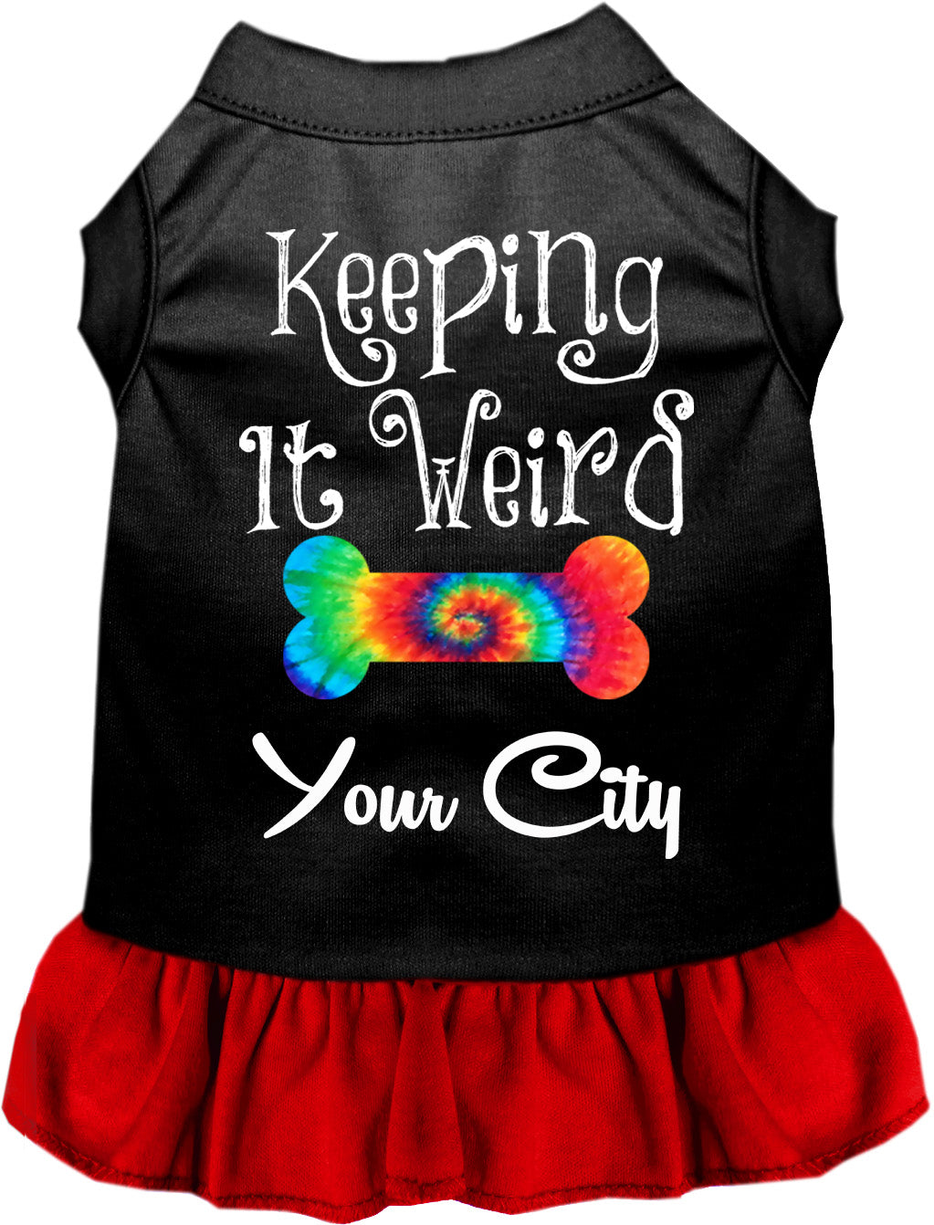 Custom Stay Weird in Pet Dress Black with Red