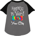 Custom Stay Weird in Pet Raglan Shirts Grey with Black