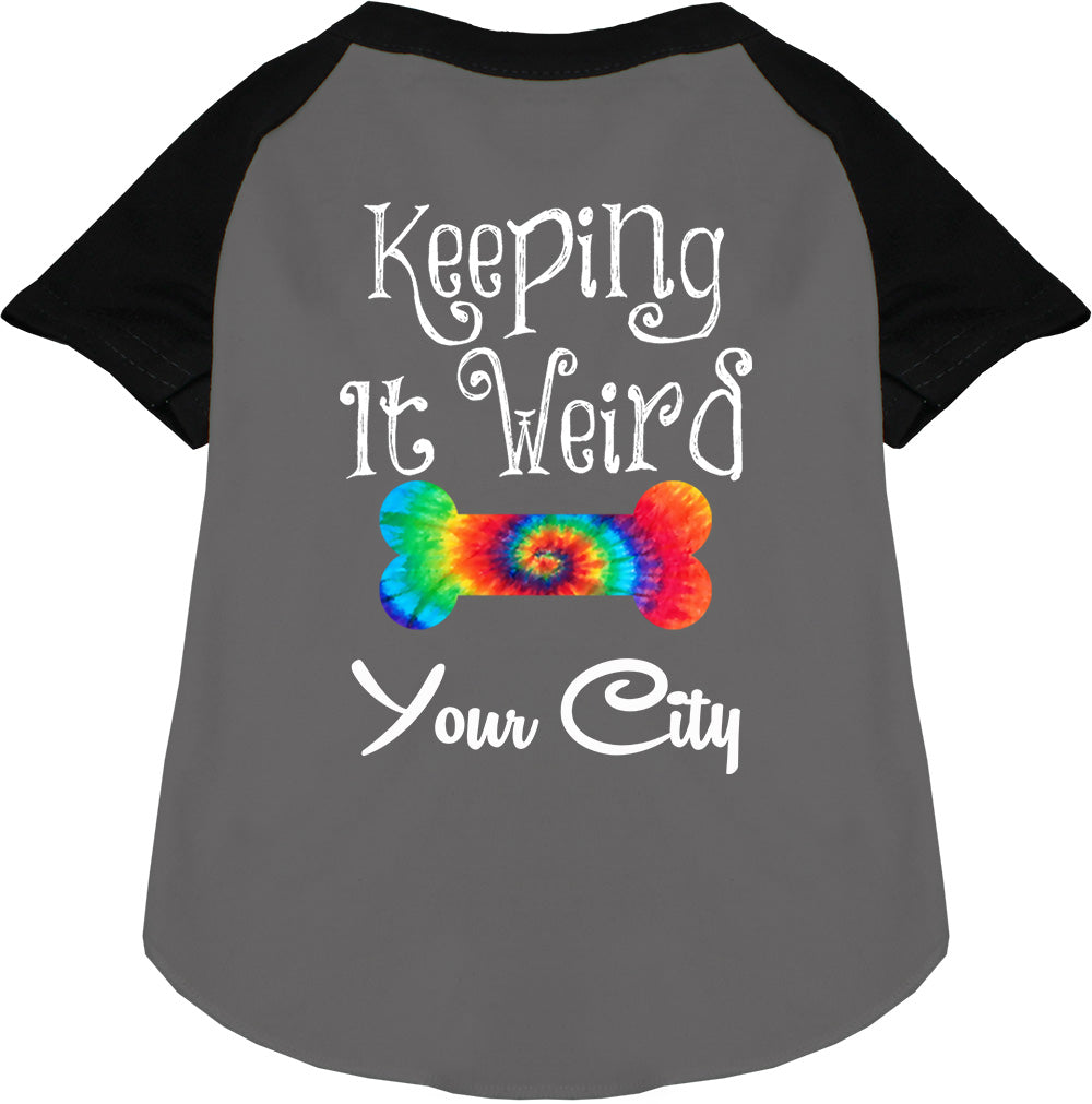 Custom Stay Weird in Pet Raglan Shirts Grey with Black
