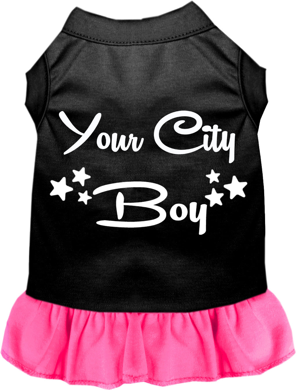 Custom Boy Pet Dress Black with Bright Pink