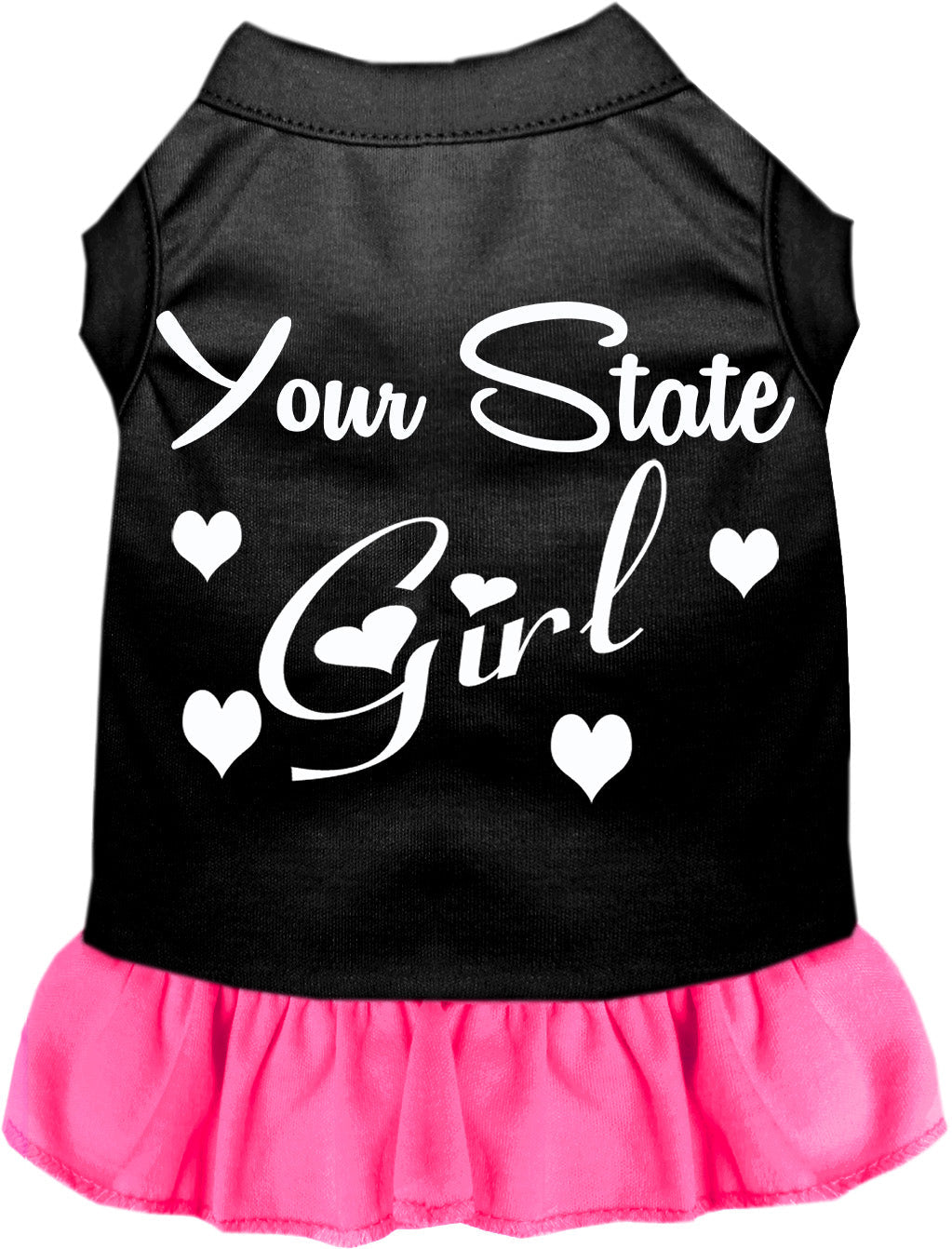 Custom Girl Pet Dress Black with Bright Pink