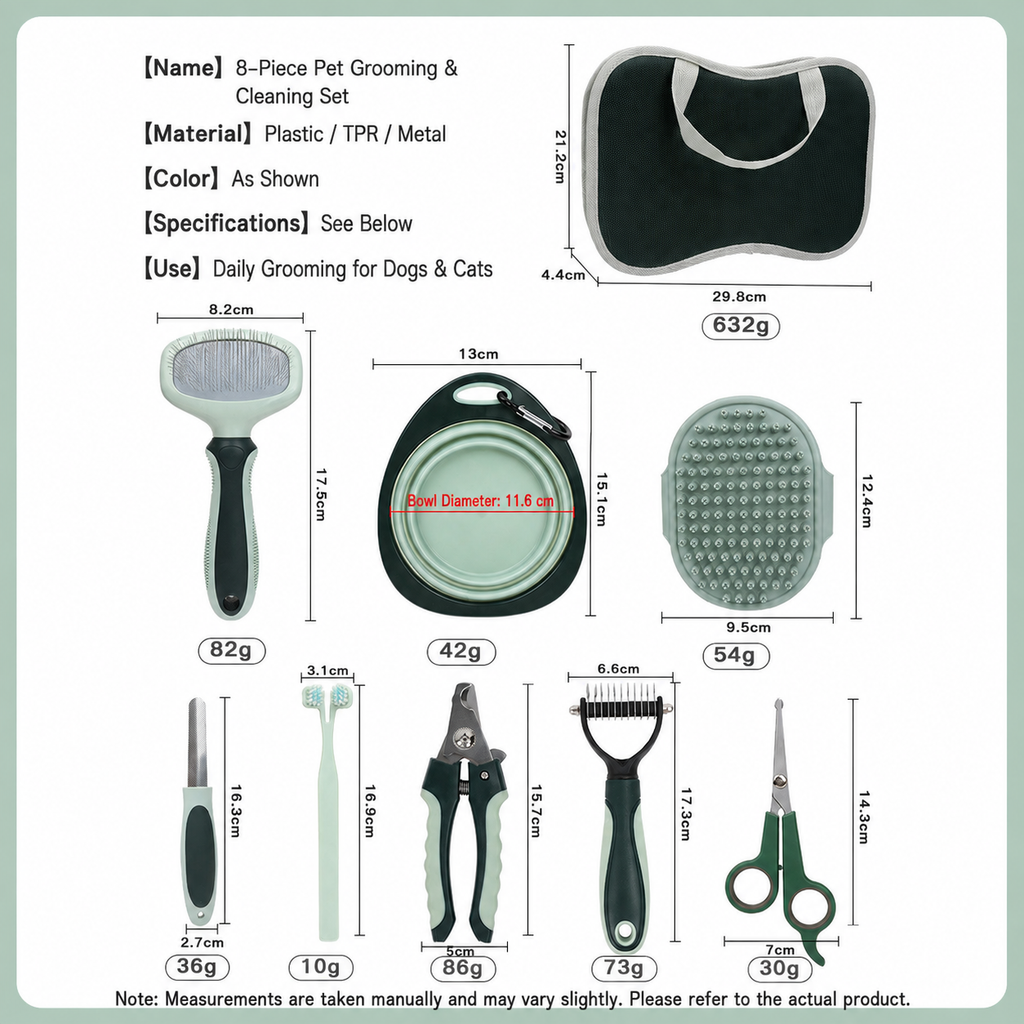 8-Piece Pet Grooming Kit for Dogs and Cats