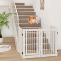 30 Inch Tall 4-Panel Freestanding Pet Gate Wooden Dog Fence-White