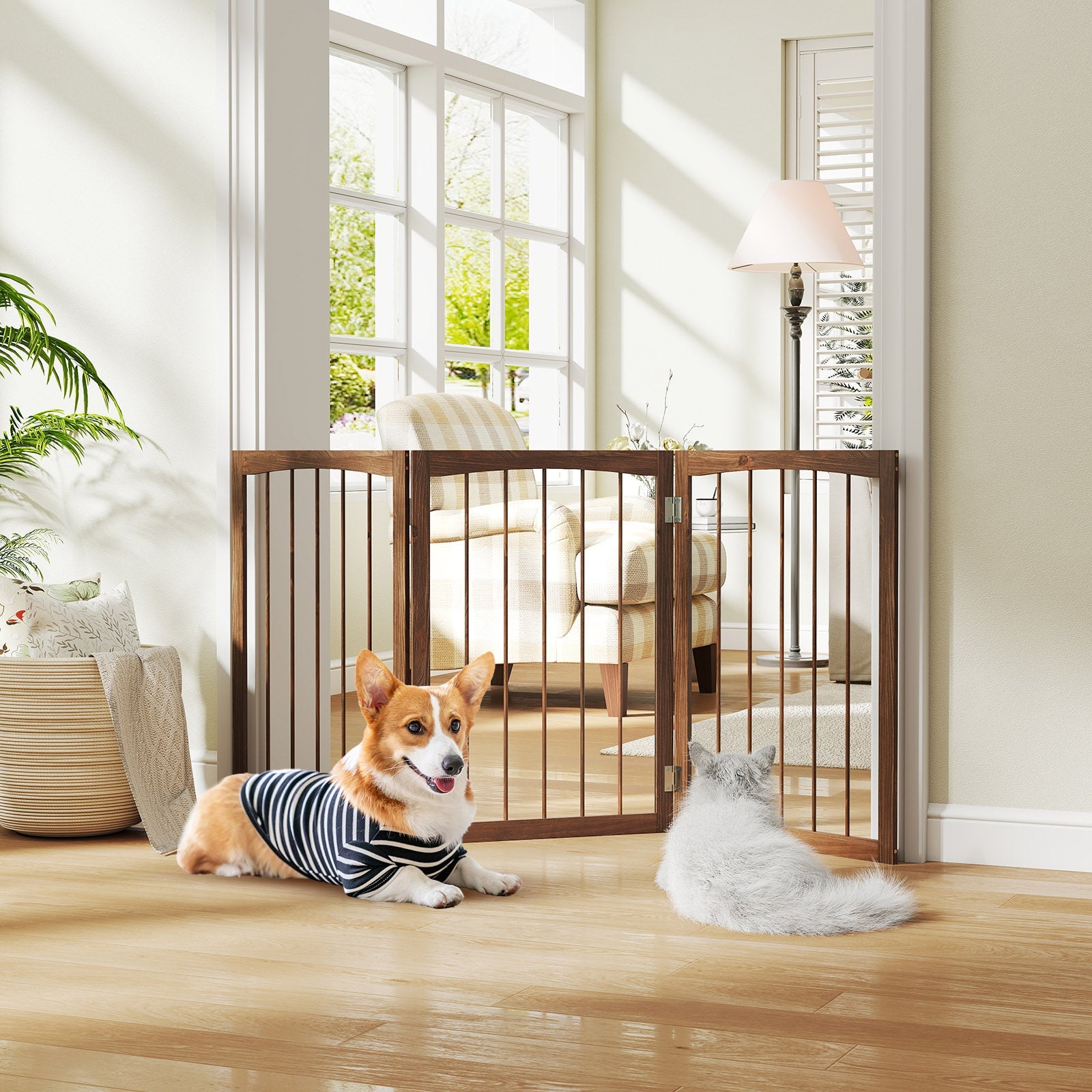30 Inch Tall Wooden Pet Fence for Cats Small and Medium Dogs