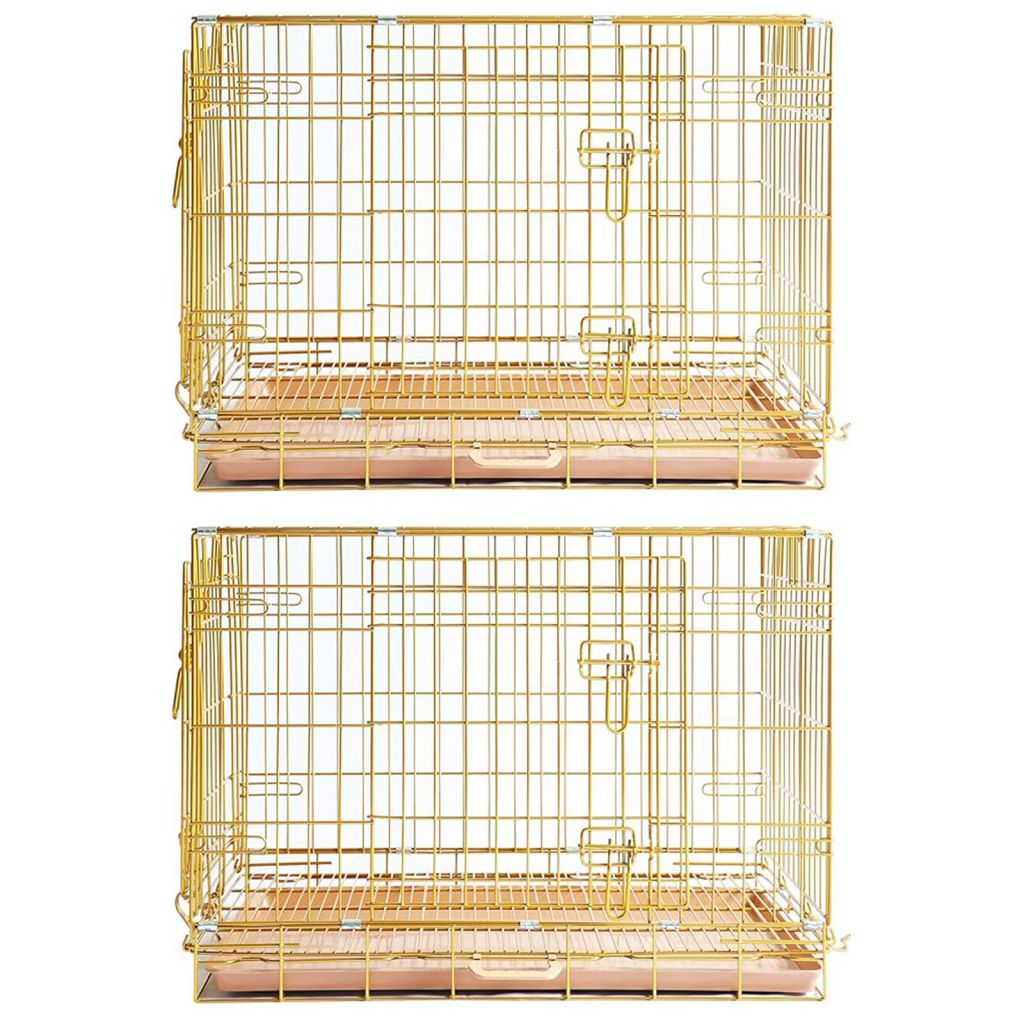 24-42" Collapsible Copper Gold Dog Crate GLD24-42 2 Pack