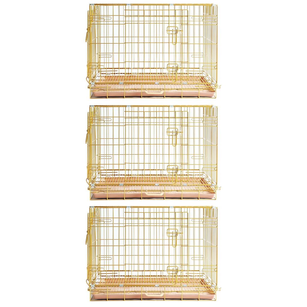 24-42" Collapsible Copper Gold Dog Crate GLD24-42 3 Pack