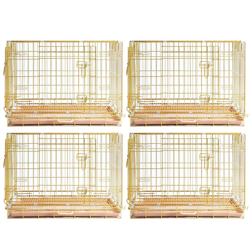 24-42" Collapsible Copper Gold Dog Crate GLD24-42 4 Pack