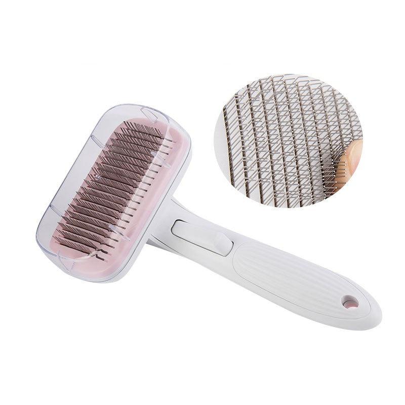 Luxury Pet Grooming Tool: Automatic Hair Brush Remover For Dogs And Cats Fine Needle Comb Pink