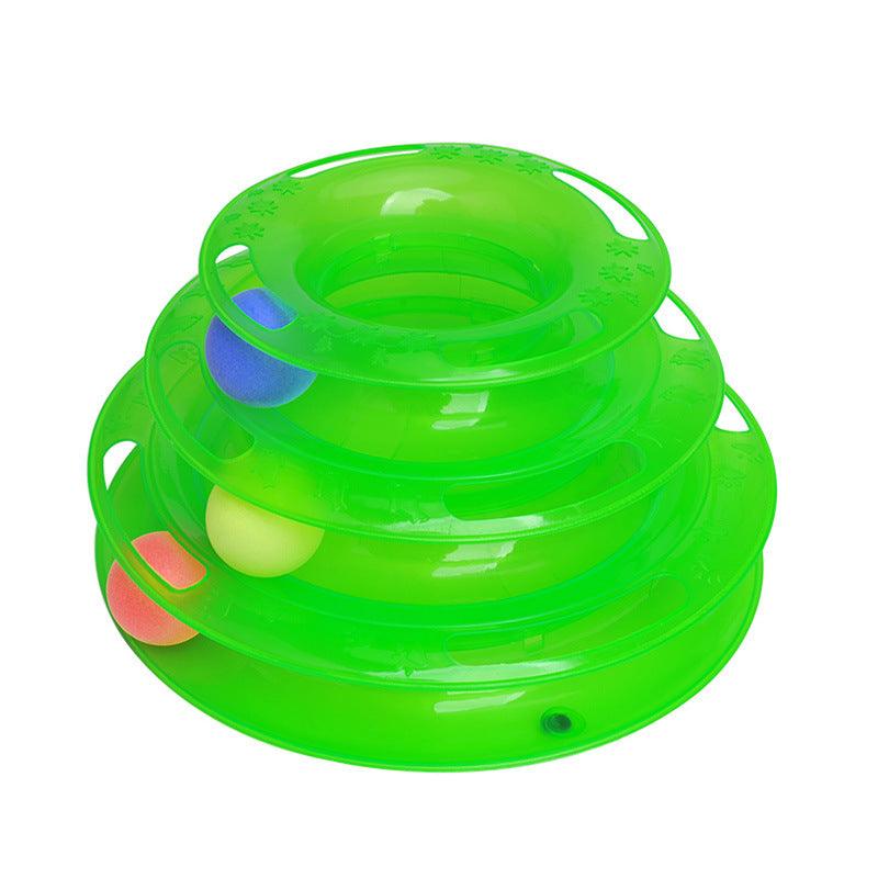 Interactive Cat Ball Tower Tracks Toy - Fun And Engaging Playtime For Your Feline Friend Green 3 Layers