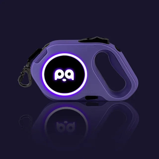 5M Automatic Retractable Dog Leash LED Luminous Leading Light Straps For Small Medium Dog Pet Flexi Walking Running Leashes PURPLE 5M