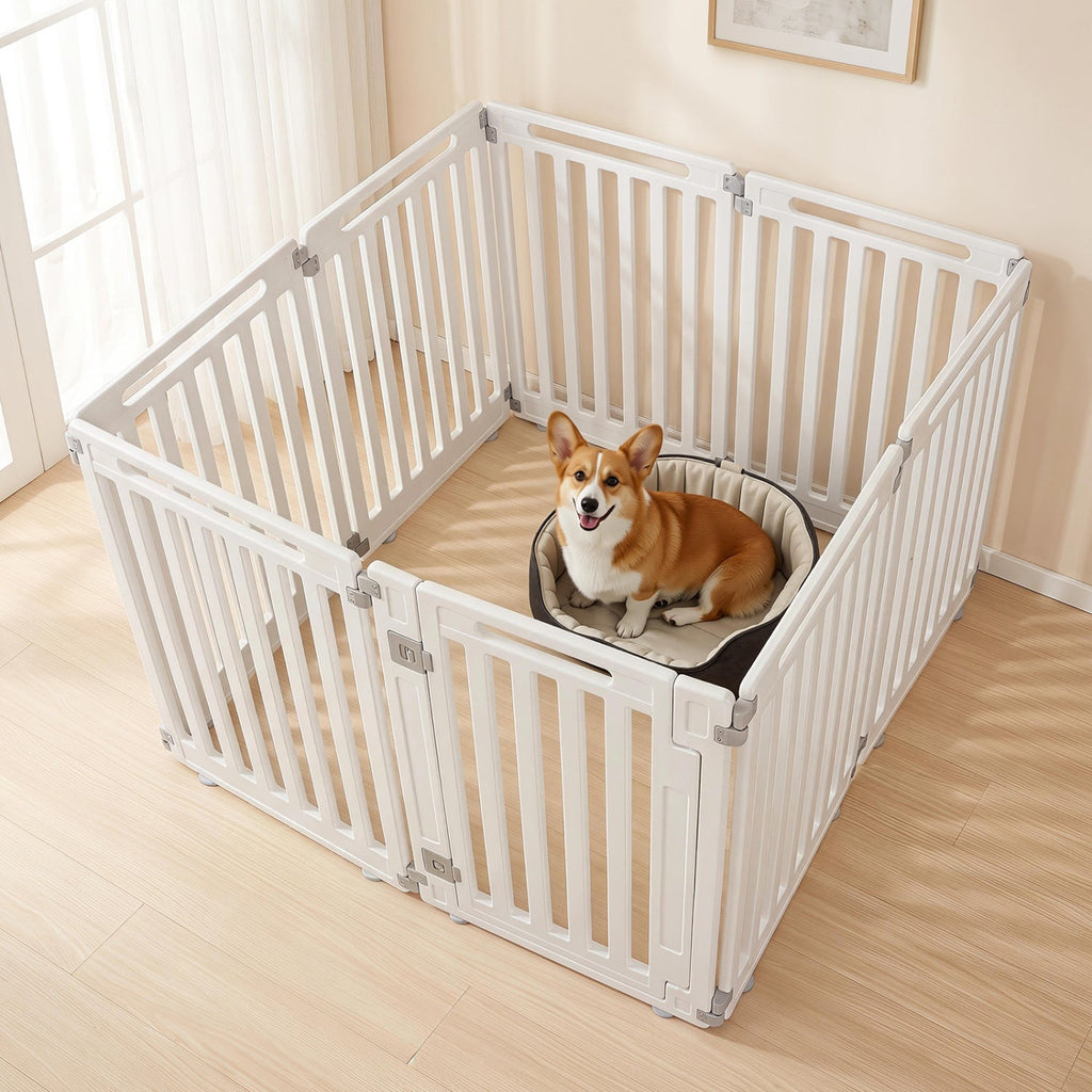 8-Panel Dog Playpen 31.5" Height Indoor Outdoor HDPE White