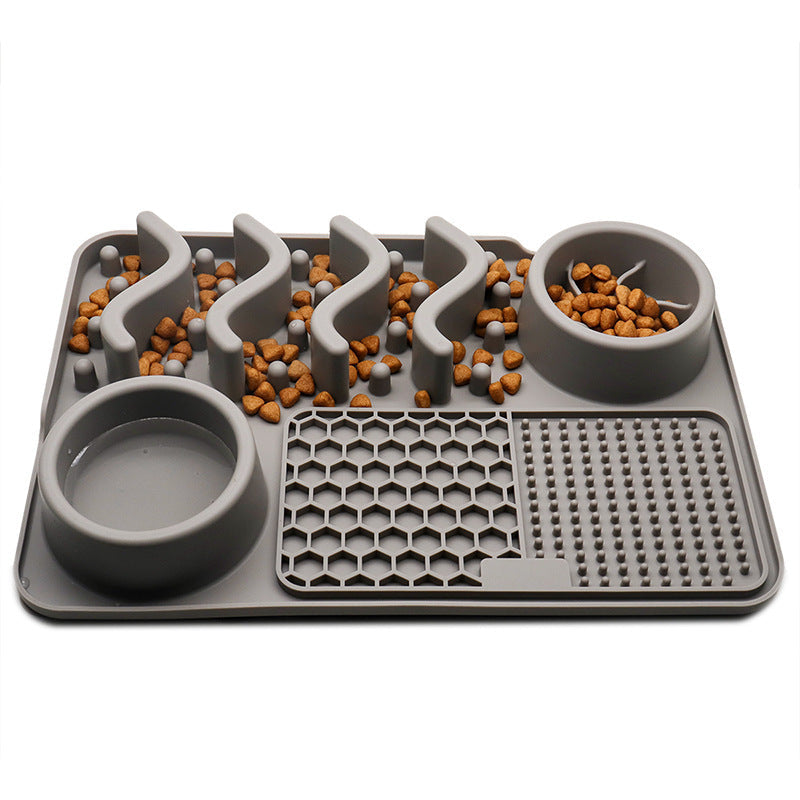 Dog Silicone Licking Pad Pet Licking Mat Silicone Smelling Mat Multifunctional Food Bowl Pets Supplies Small Dark Gray Licking Pad