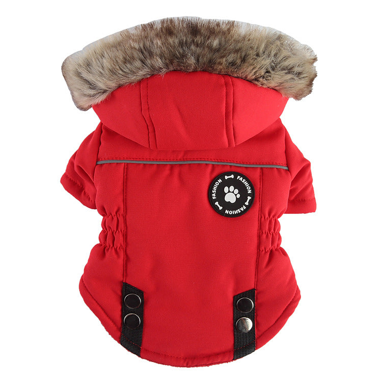 Pet Winter Cotton Dog Clothes Zipper Jacket Dog Supplies DZ274 red