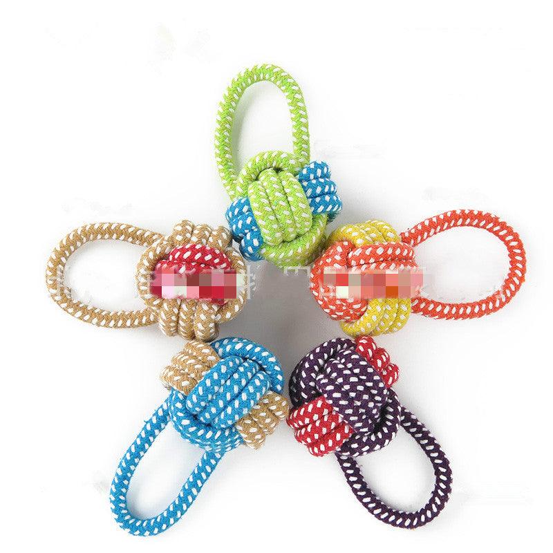 Handcrafted Cotton Rope Dog Leash Toys Single Pull The Ball