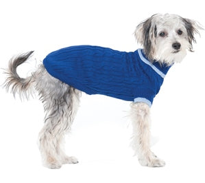 Classic Cable Sweater by Fashion Pet Large - Blue