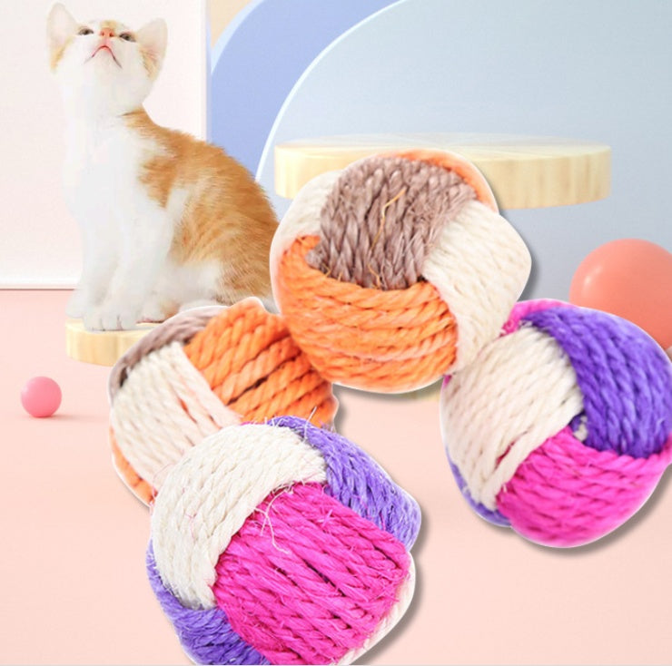 Pet Supplies Cat Toy Three-color Sisal Ball Random 1PC