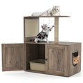 34.5 Inch Cat Tree with Litter Box Enclosure with Sisal Scratching Post and Mat-Gray Default Title