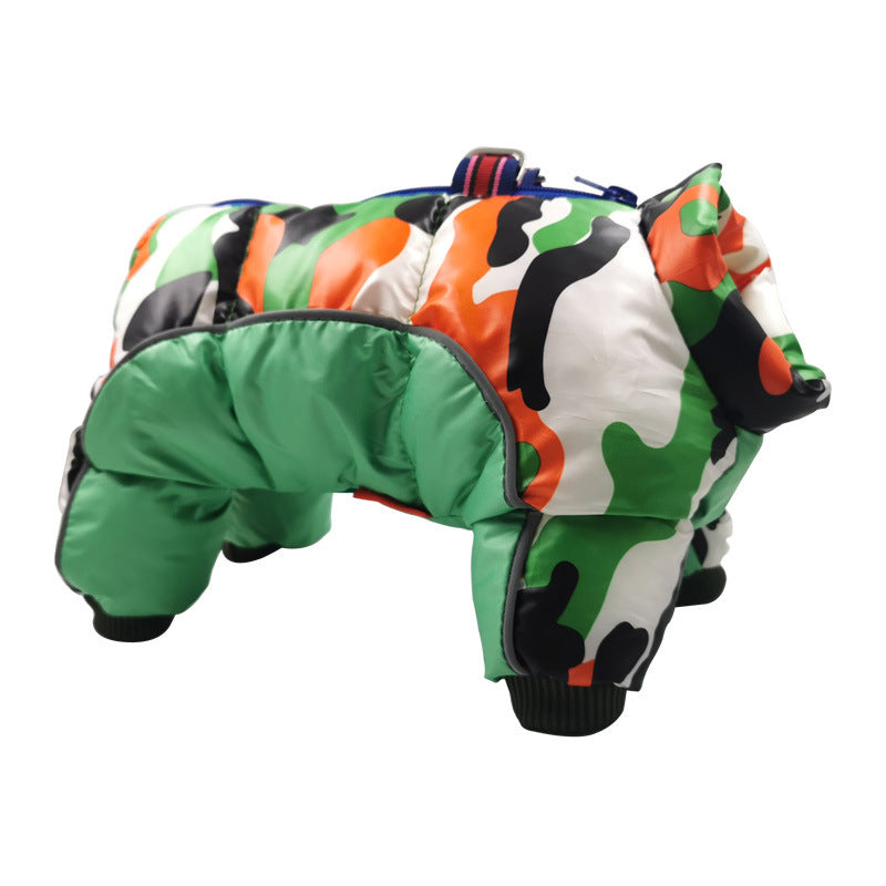 Winter Pet Dog Clothes Super Warm Jacket Thicker Cotton Coat Waterproof Small Dogs Pets Clothing For Puppy Green camouflage