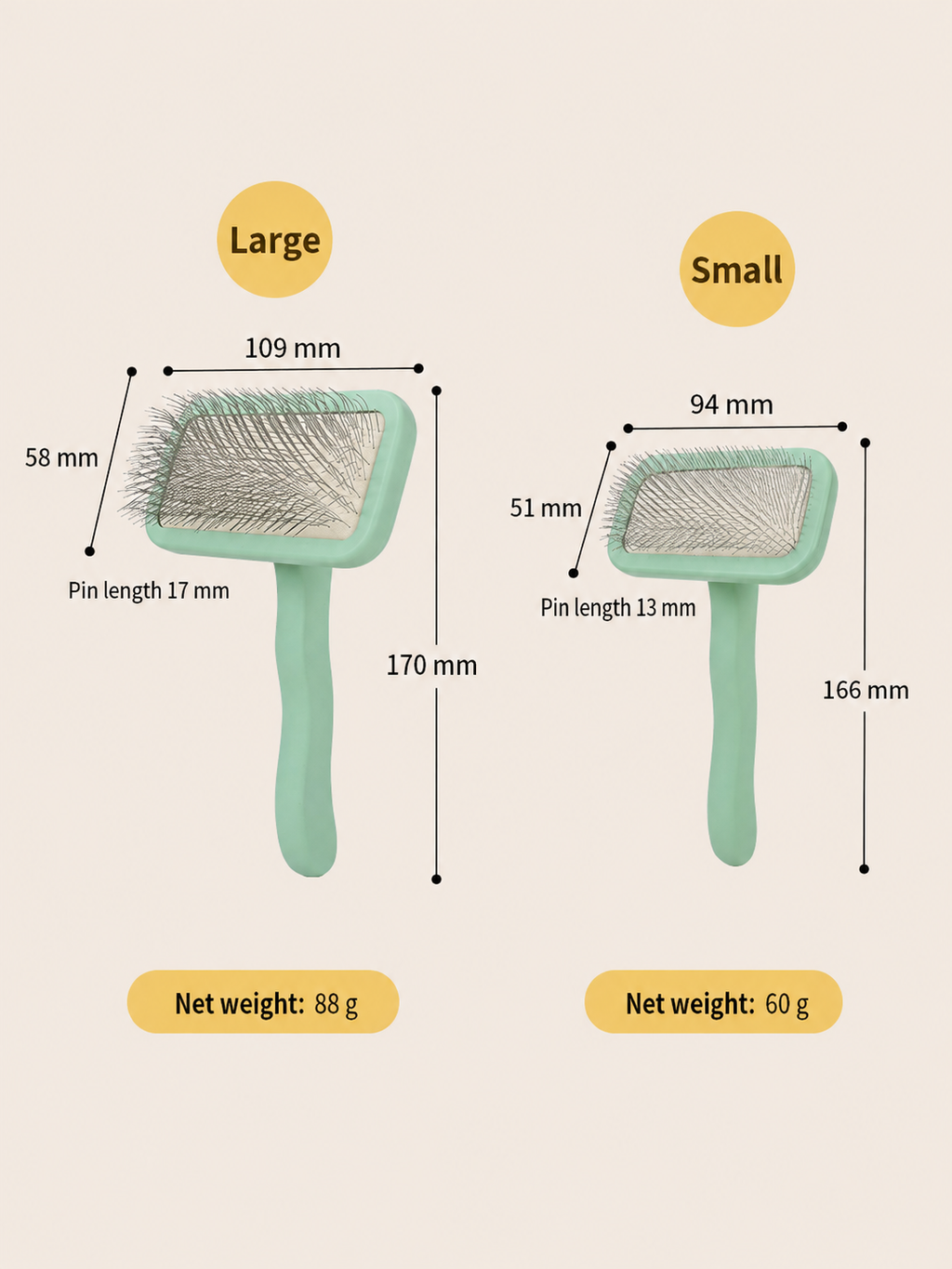 Large Mint Green Pet Slicker Brush for Dogs and Cats